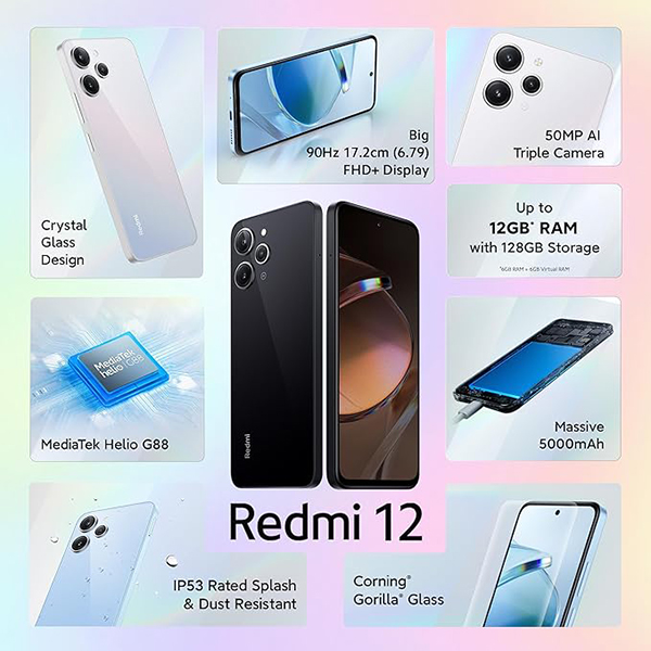 Buy Xiaomi Redmi 12 6 GB RAM 128 GB Jade Black Mobile Phone - Vasanth and Co